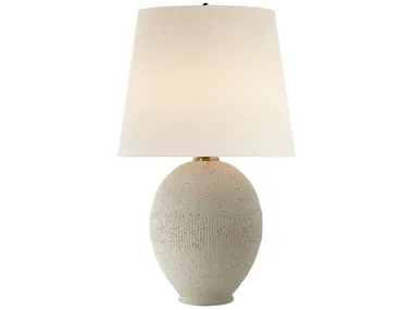 TOULON - Table Lamp in Volcanic Ivory with Linen Shade _ Visual Comfort Europe